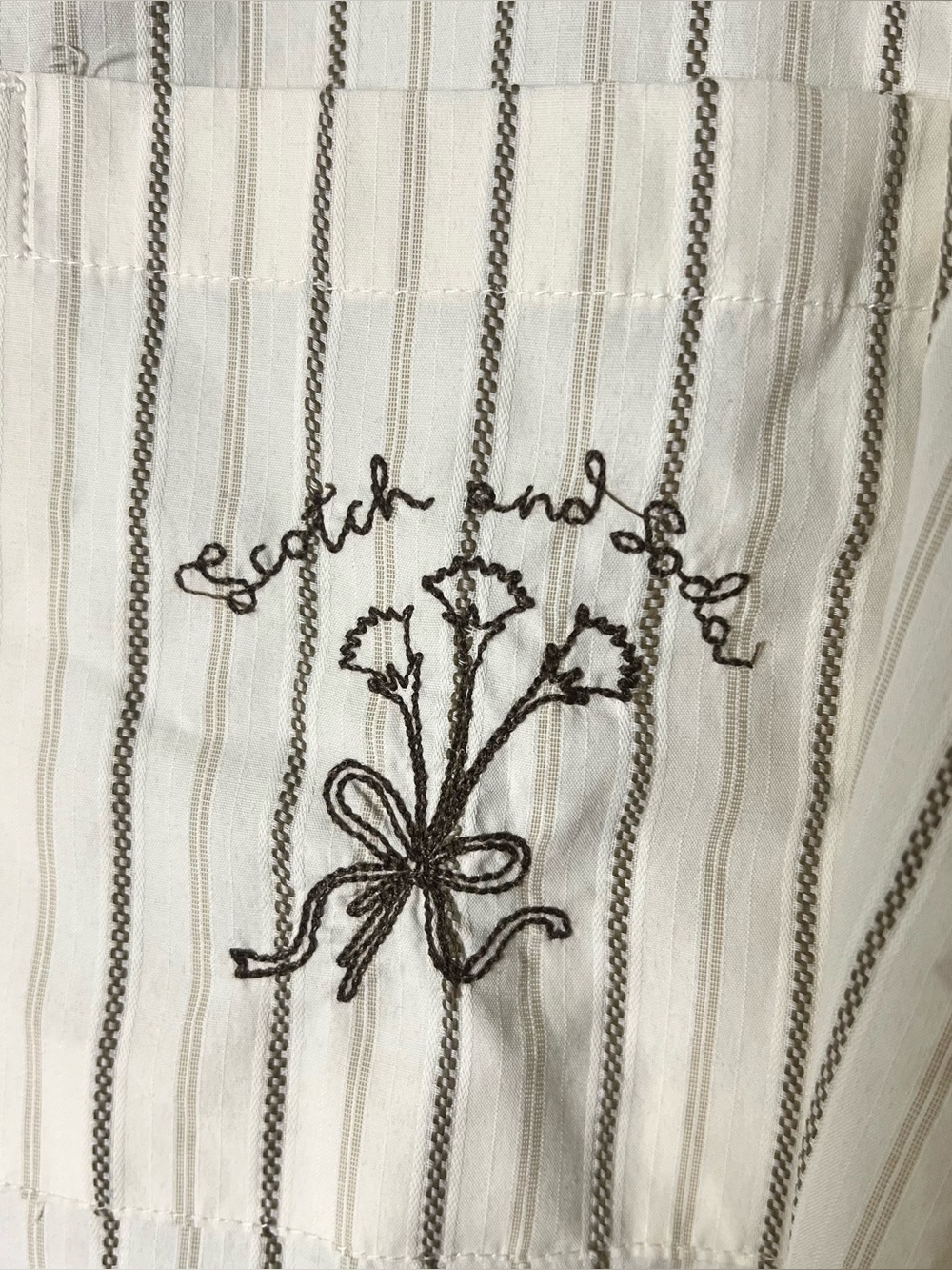 Scotch & Soda Women’s Striped Hand Embroidered Desert Motif Blouse Cropped Sz L - Picture 8 of 12